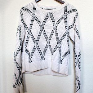 Banana Republic | Chunky Knit Printed Sweater | Off-White/Navy